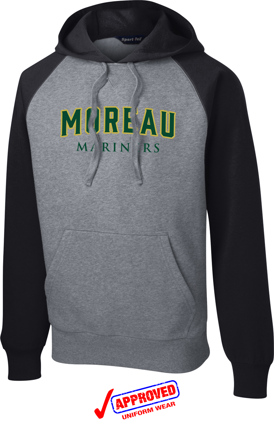 SportTek Unisex Pullover Hooded Sweatshirt, Black/ Vintage Heather